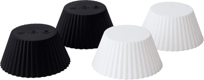 Fox Run Scalloped Black and White Silicone Cupcake and Muffin Liners, Set of 12, Standard Size Wrappers