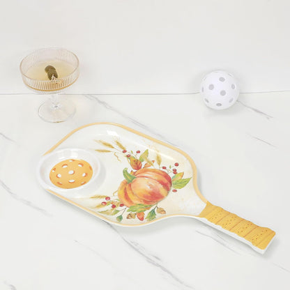 UPware Watermelon Melamine Chip and Dip Snack Tray, Summer Fruit Pickleball Paddle Shape Platter for Chips, Salsa, Fruits, and Appetizers, 15.75 x 8 Inch