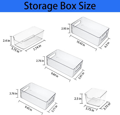 Refrigerator Organizer Bins 12 Pack Stackable Fridge Organizers with Handles Clear Freezer Storage Containers for Pantry, Cabinets,Shelves, Drawer – BPA-Free Plastic Kitchen Organizers
