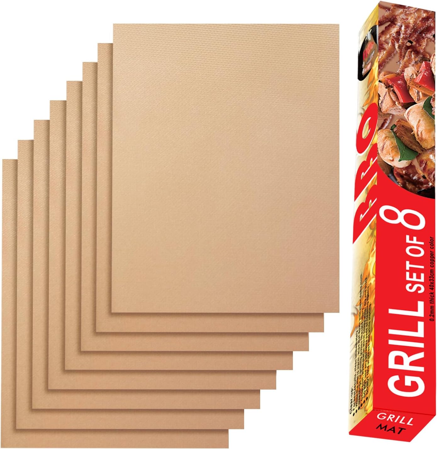 Grill Mat Set of 6-100% Non-Stick Reusable Mats for Gas, Charcoal or Electric Grills - Easy to Clean - 15.75 x 13-Inch, Black
