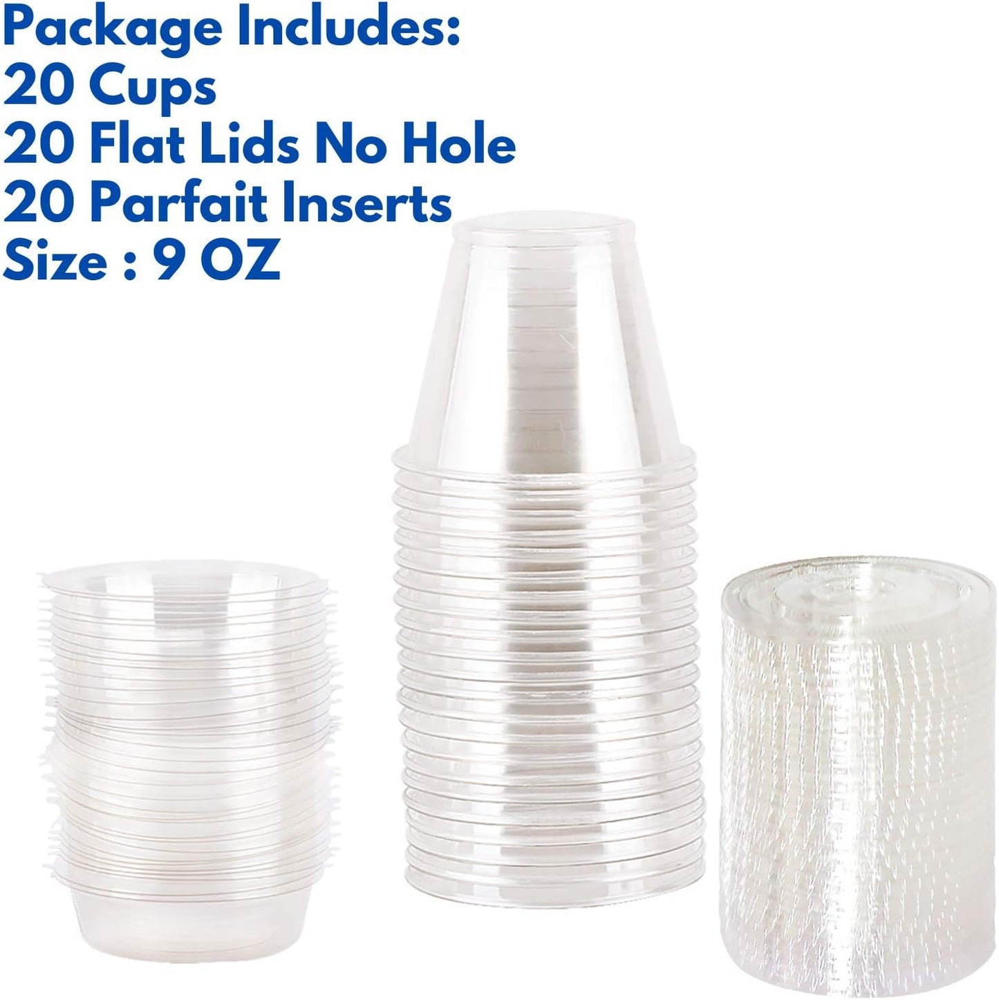 Aatriet 12 oz Clear Plastic Parfait Cups with Insert 3.25oz & Dome Lids No Hole - (20 Sets) Yogurt Fruit Parfait Cups, for Dips and Veggies, Take Away Breakfast and Snacks. No Leaking