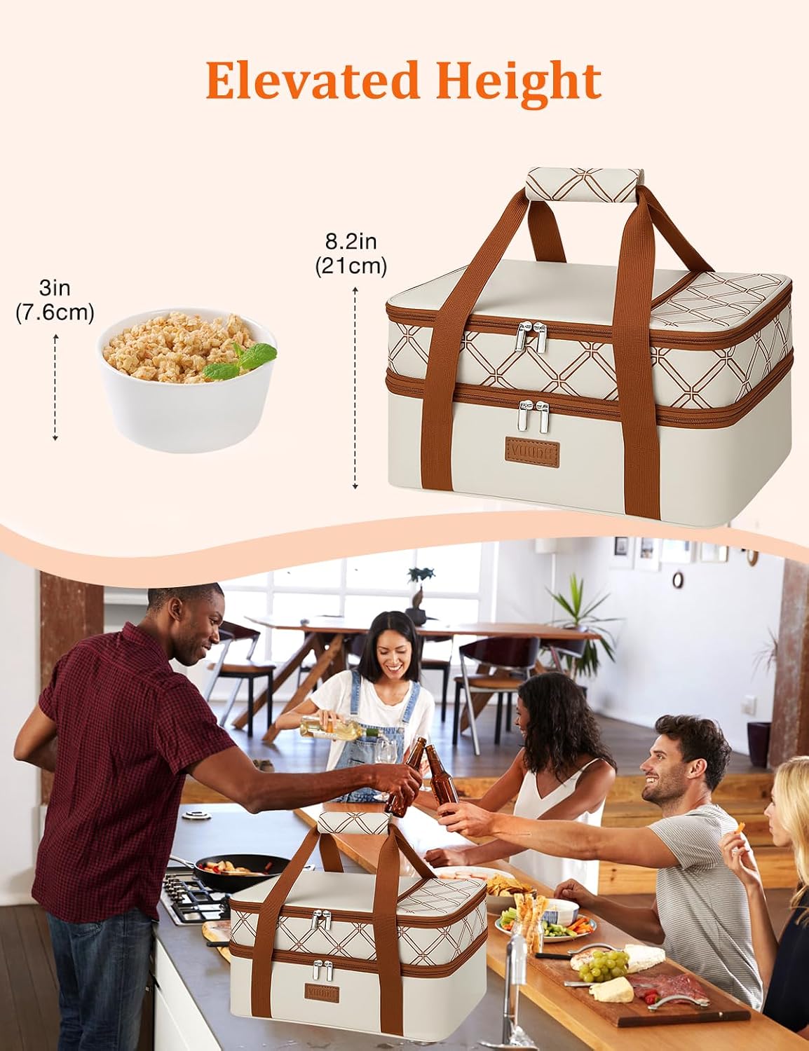 Casserole Carrier Bag, Single Insulated Food Bag, Hot Cold Lasagna Holder Tote for Picnic, Potluck or Travel, Lightweight Picnic Bag