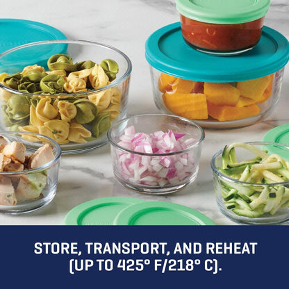 Anchor Hocking 12 Piece Glass Storage Containers with Lids (6 Glass Food Storage Containers & 6 Navy Blue SnugFit Lids)