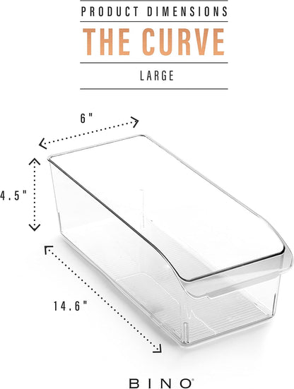 BINO | Plastic Storage Bins, Small | THE CURVE COLLECTION | Multi-Use Organizer Bins | Storage Containers Kitchen, Pantry and Home Organization | Fridge Organizers | Pantry Organization