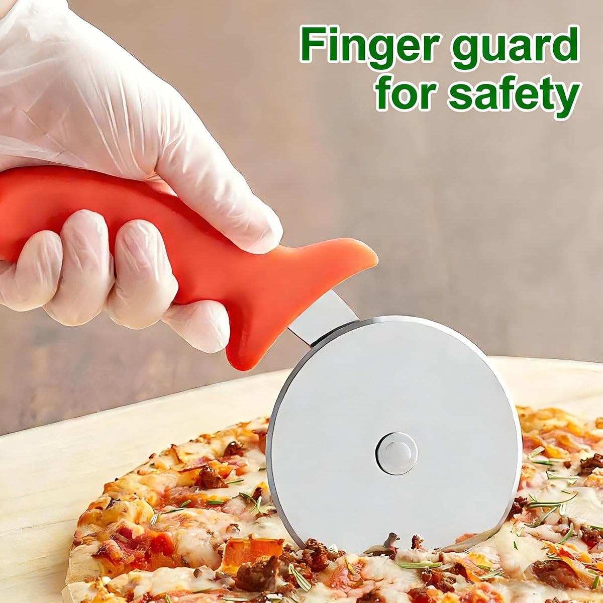 Pizza Cutter Wheel, Stainless Steel Slicer, Sharp Blade with Guard