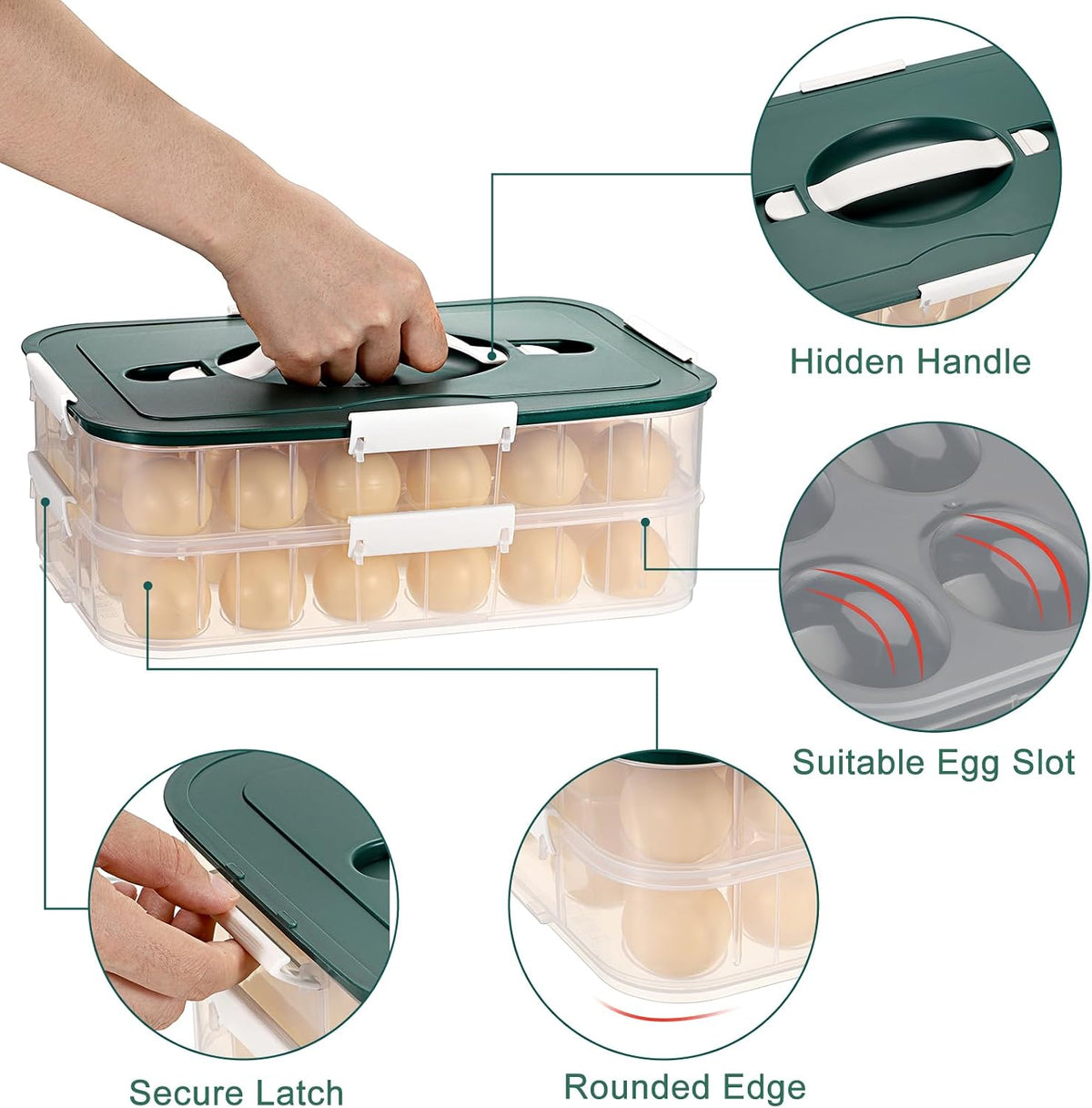BTSKY Deviled Egg Platter with Lid, 3-Layer 54 Slots Deviled Eggs Carrier, Clear Portable Egg Holder for Fridge Reusable Deviled Eggs Tray Carton Box for Easter and Party Favor (3-Layer, Orange)