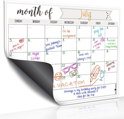 Magnetic Calendar for Refrigerator - Magnetic Dry Erase Calendar for Kids, Teens & Adults, Monthly and Weekly Planner Whiteboard - 12 x 16in (Grey)