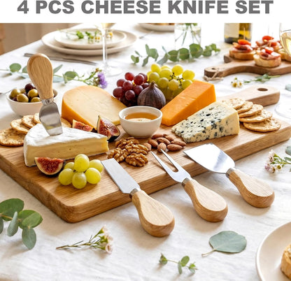 Cheese Knives Set with Wood Handle, Premium 4 PCS Mini Cheese Knife