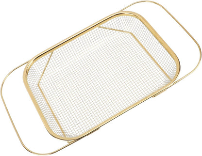 Over the Sink Colander, Expandable Baskets with Fine Mesh Strainer Handle Stainless Steel Rectangle Kitchen Colanders for Strain Drain Rinse Fruits Vegetables Pasta New Home Essentials (Silver)