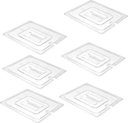 6-Pack Clear Polycarbonate Handled Lids for 1/6 Size NSF Food Pans