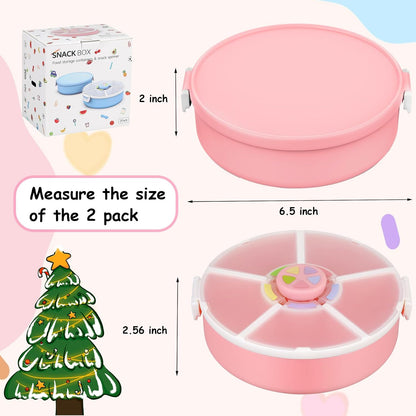 JOOPETALK Kids Reusable Rotating Snack Container with 5 Separate Compartments, Color Matching Opening Lid, BPA/PVC-Free, Dishwasher Safe, Perfect for Travel, School Lunches & On-the-Go Snacking-Purple