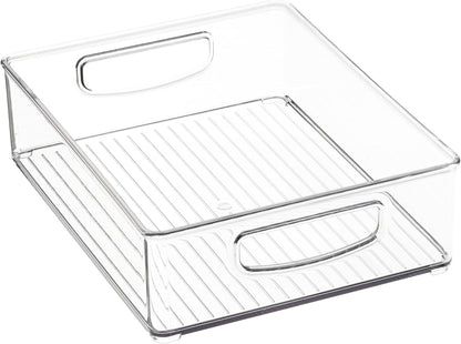 iDesign Stackable Pantry Bins with Handles, 4 Small and 4 Medium Bins, 8 Pack, Clear, Made in USA