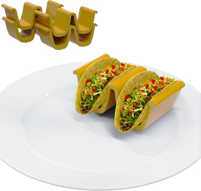 HolaTasty Taco Shell Holder Ceramic, Taco Gifts for Thanksgiving Christmas - Taco Holders Set of 2, Dual Taco Stand for Plates - Hold Street/Hard Shells, Mini Taco Night Accessories for Taco Lovers