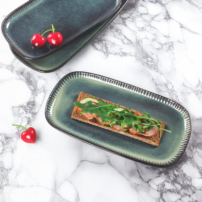 Porcelain Rectangular Plates, Large Cookie Trays, Set of 4, Shatterproof, Dishwasher-Safe, Perfect for Sushi, Baguettes, Snacks, Appetizers, Rolls, or Table Centerpieces.