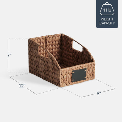 Best Choice Products Water Hyacinth Pantry Storage Baskets, Wicker Baskets w/Built-in Handles, Handwoven Shelf Baskets for Organizing, Pantry Organizers and Storage, 3-Pack - Chestnut