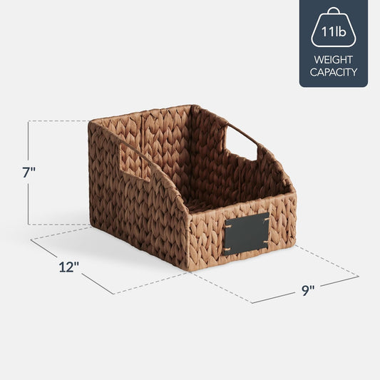 Best Choice Products Water Hyacinth Pantry Storage Baskets, Wicker Baskets w/Built-in Handles, Handwoven Shelf Baskets for Organizing, Pantry Organizers and Storage, 3-Pack - Chestnut
