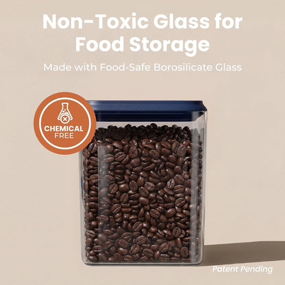 SMIRLY Glass Airtight Food Storage Containers with Pop Lids - Blue | BPA-Free Air Tight Pantry Storage Containers for Cereal Flour Sugar, Food Storage Containers 5 Pcs (0.7Qt*2, 1.7Qt*2, 2.1Qt)