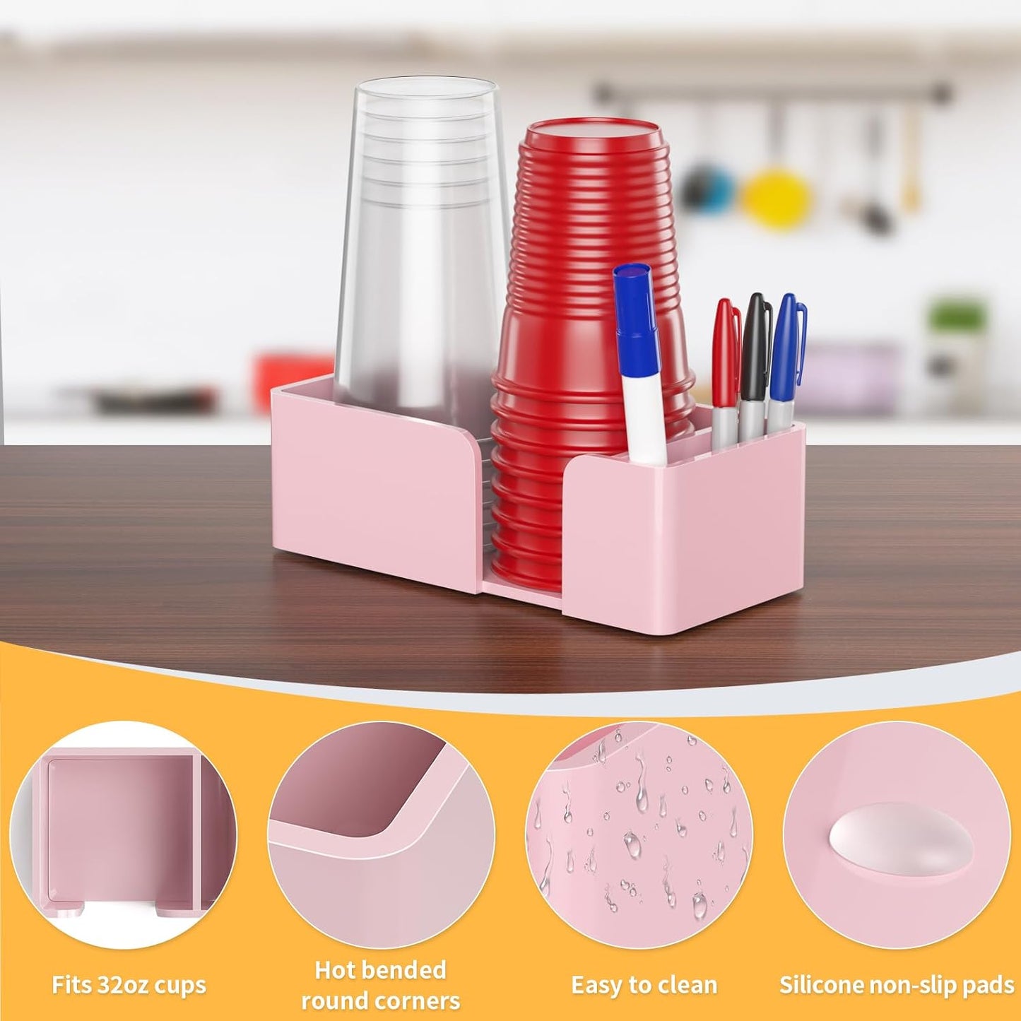 Coffee Cup Holder for Countertop - Clear Acrylic Coffee Bar Accessories Cup Organizer Station Organizer Farmhouse Table Décor