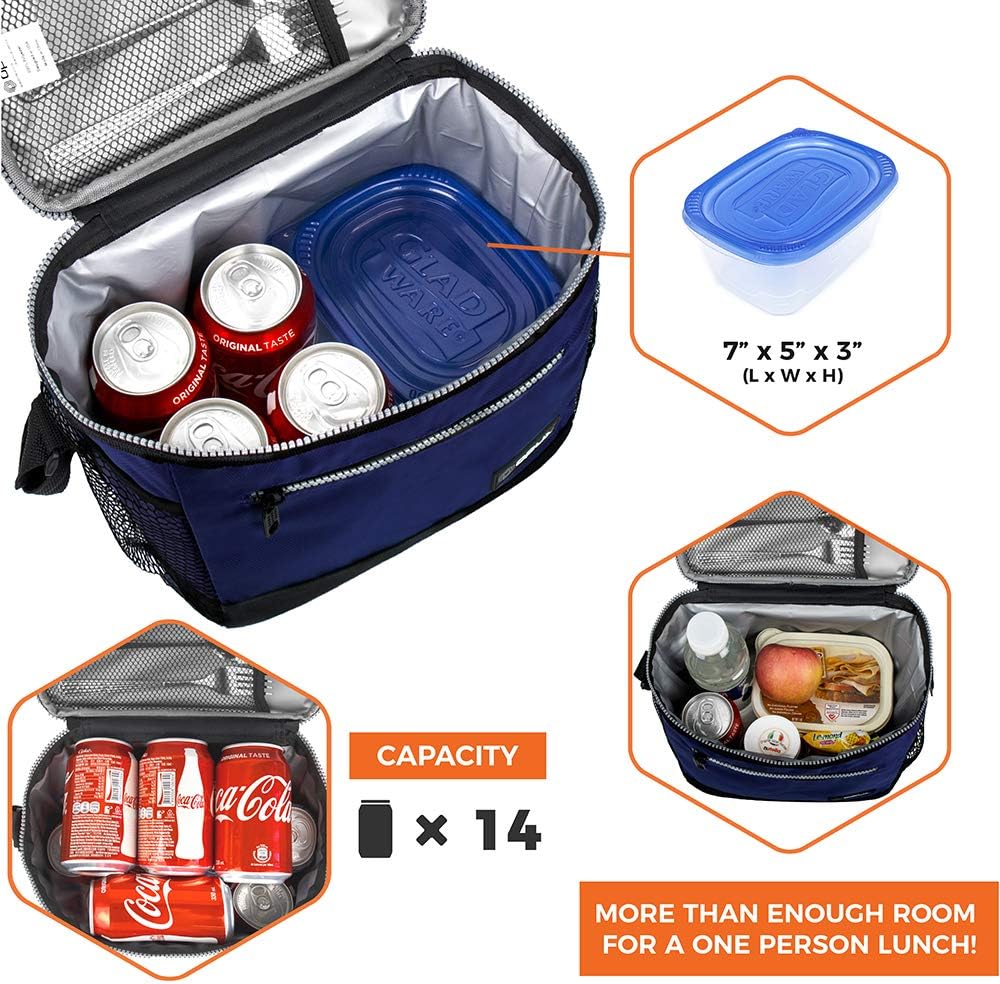 opux Insulated Lunch Box Men Women, Lunch Bag for Work School, Leakproof Soft Cooler Tote Adult, Large Lunch Pail Kids Boys Girls, Picnic Beach Food Bag with Shoulder Strap, Purple Floral