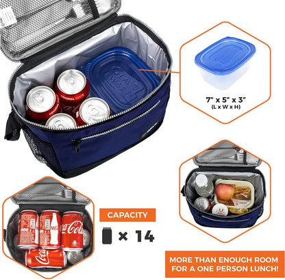 opux Insulated Lunch Box Men Women, Lunch Bag for Work School, Leakproof Soft Cooler Tote Adult, Large Lunch Pail Kids Boys Girls, Picnic Beach Food Bag with Shoulder Strap, Purple Floral
