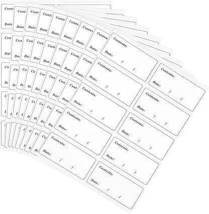 2.4" x 1.2" Removable Food Labels for Freezer Storage, Date Content Stickers to Write On for Home Kitchen Office Use, 200 Pcs