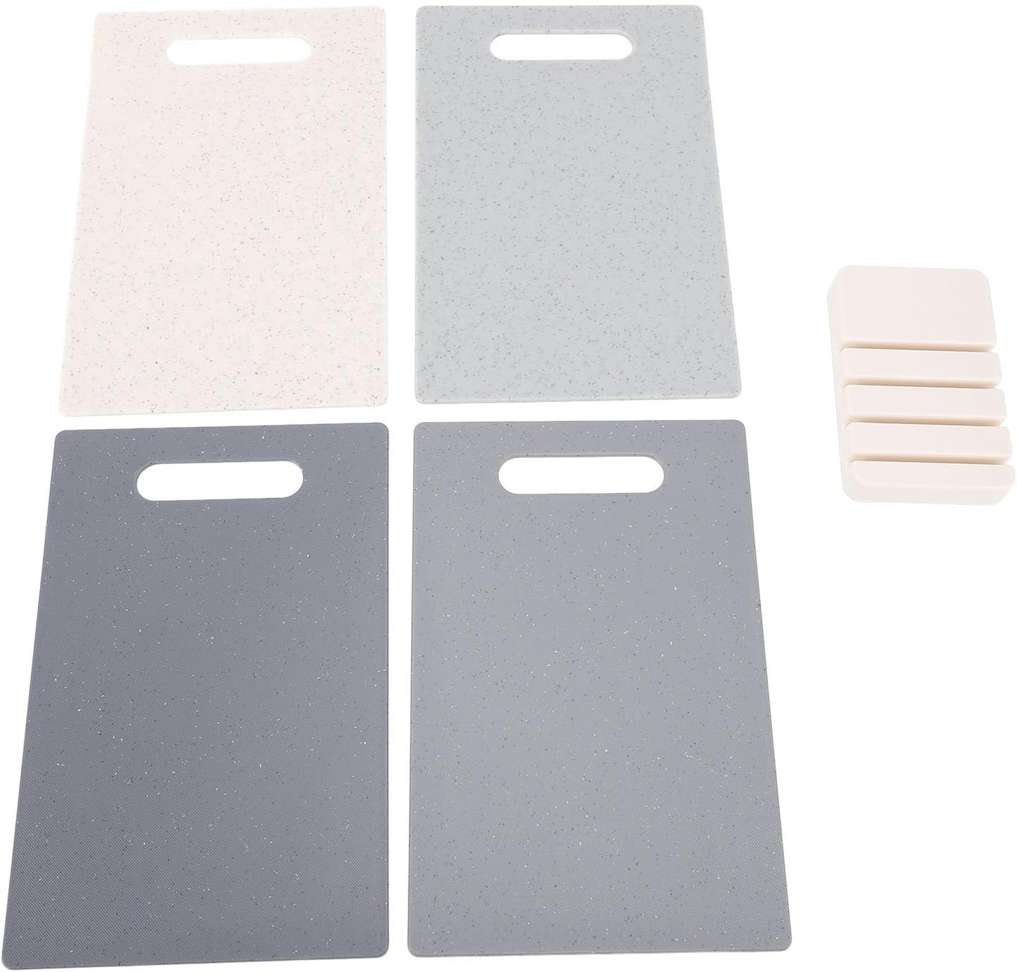 4 Piece Color Coded Cutting Board Set, Non Slip Kitchen Chopping Boards with Holder Stand, Dishwasher Safe Food Grade PP Plastic for Meat Fish Vegetables