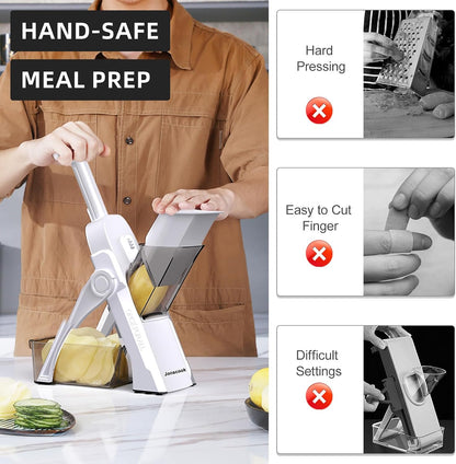 7-in-1 Safe Mandoline Slicer for Kitchen, Vegetable Slicer with Container