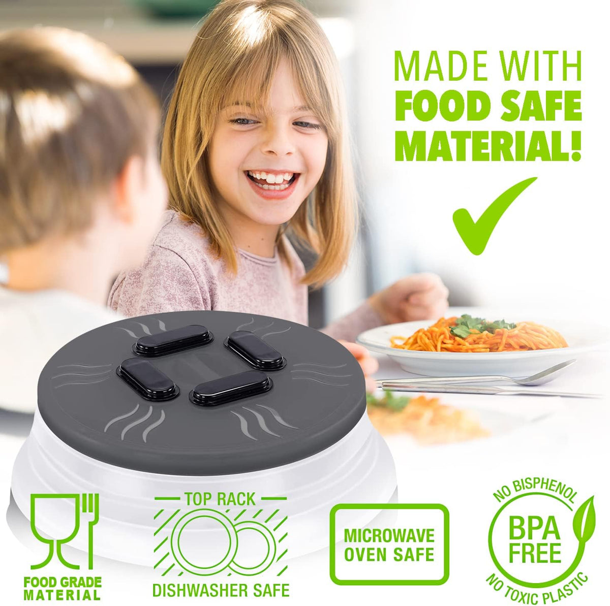 HOVER COVER Magnetic Microwave Splatter Cover - 12-Inch Collapsible - Gray