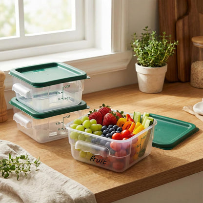 Ziliny 1 Pcs 4 Qt Clear Square Dough Proofing Container with Lid, Red