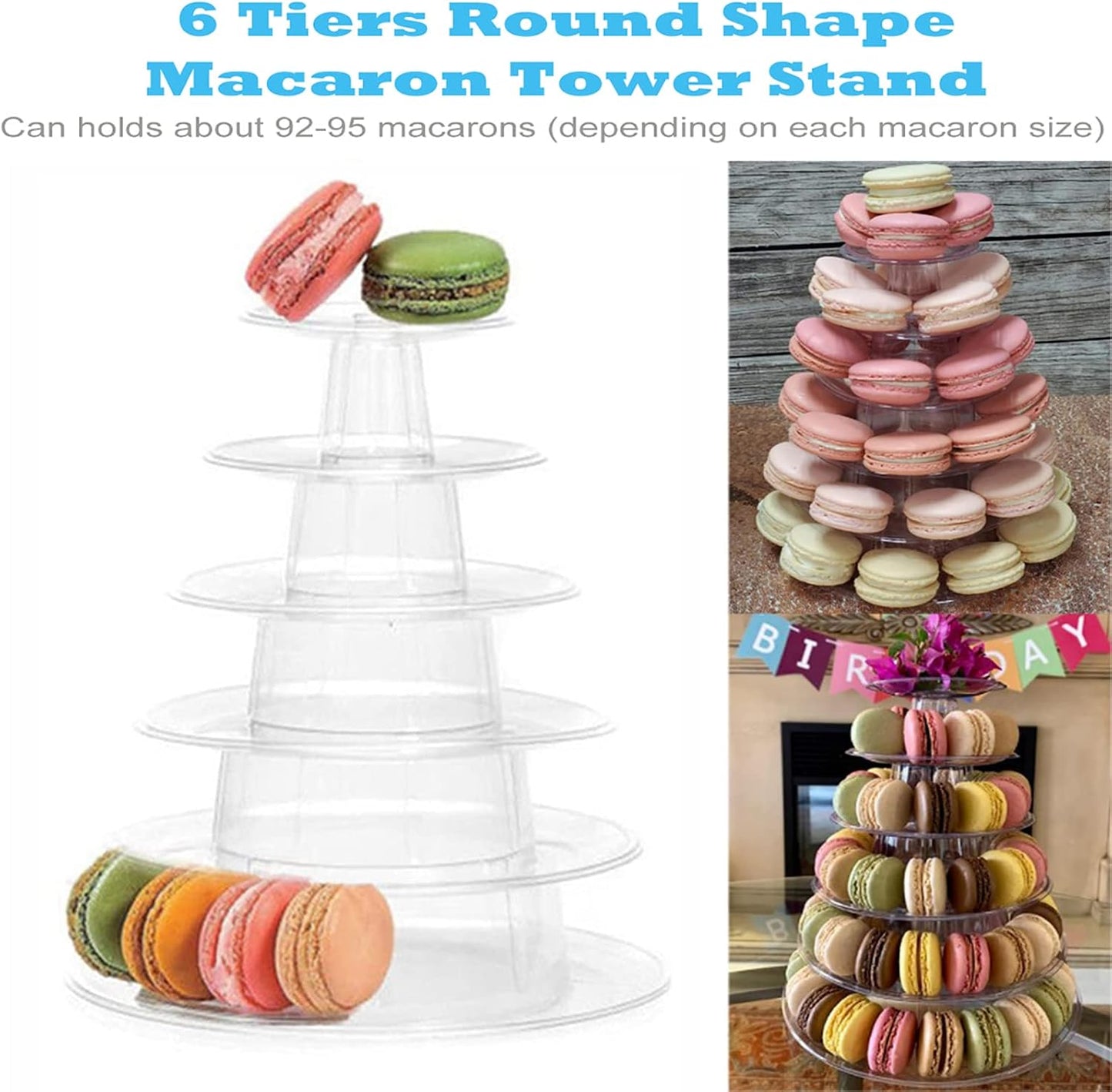 3 Tiers Round Cupcake Stand, Acrylic Cake Tower Stand Holder Macaron Display Rack Cookie Candy Buffet Desserts Platter with Base for Baby Shower, Birthday Party, Wedding, Party (3-Tiers with Base)