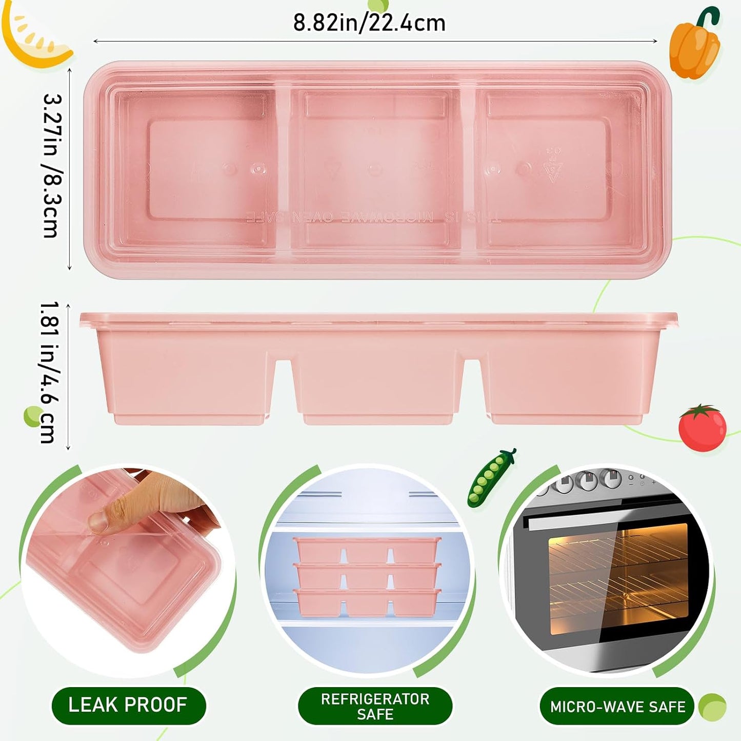 Hushee 50 Pack 17 oz Small Meal Prep Containers with 3 Compartments Snack Containers with Lid Disposable Plastic Bento Box Travel Lunch Food Boxes Stackable for Office Picnic (Clear)