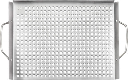 Outset 76631 Stainless Steel Grill Topper Grid, 11"x7" BBQ Pan With Handles