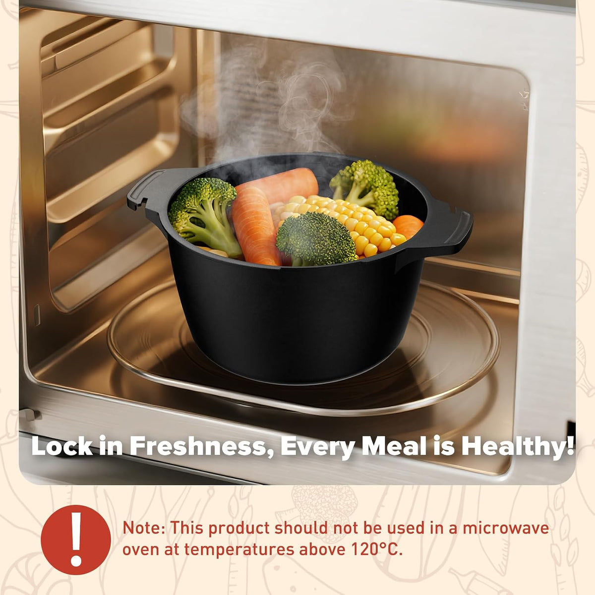 Large Microwave Cookware Steamer 2 Quart Vegetable Cooker for Cooking