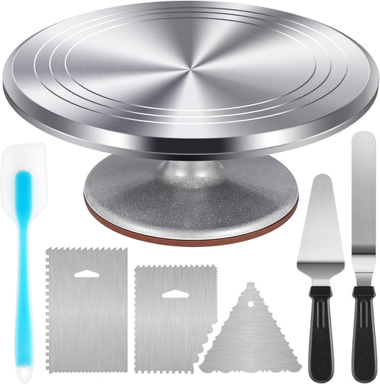 Kootek 12" Aluminum Cake Turntable Set, Rotating Cake Stand for Decorating