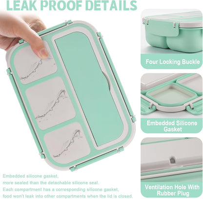 Bento Box Adult Lunch Box, Lunch Containers for Kids Girls Boys with 4 Compartments, Lunchable Food Container with Utensils, Sauce Jar, Muffin Liners, 40 Oz/5 Cup, Microwave Safe, Lavender