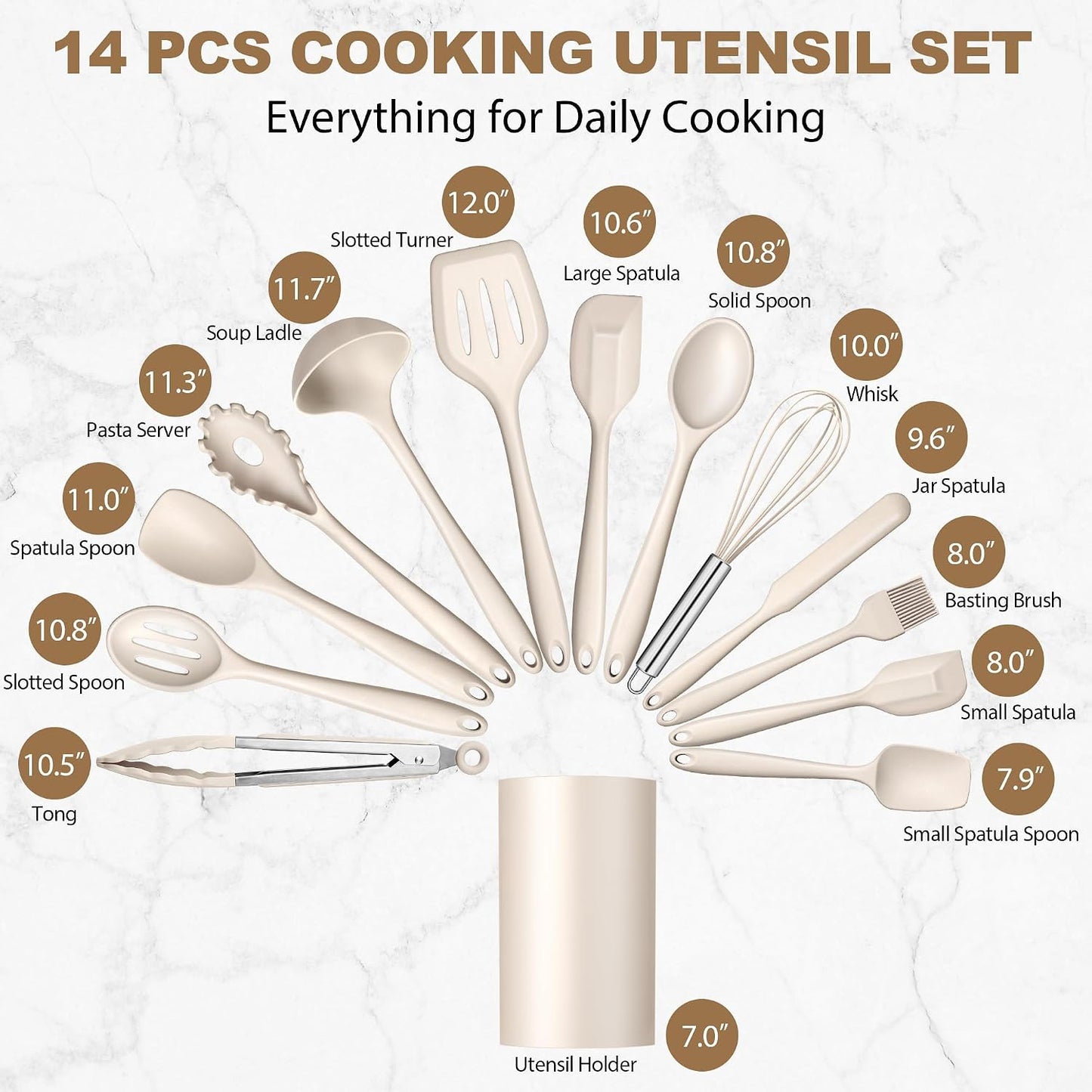 LIANYU 14 Pcs Silicone Kitchen Utensils Set with Holder, 446°F Heat Resistant Silicone Cooking Kitchen Utensils Spatula Set, Non-Stick & Dishwasher Safe Cooking Tools, Comfort Grip Handle, Black