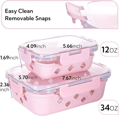 10 Pack Glass Meal Prep Containers with Removable Silicone Sleeves,Food Storage Container Set with Airtight Lids (34oz+12oz)