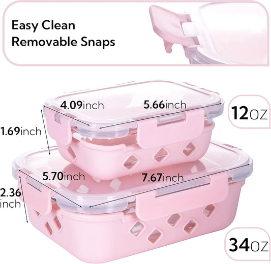 10 Pack Glass Meal Prep Containers with Removable Silicone Sleeves,Food Storage Container Set with Airtight Lids (34oz+12oz)