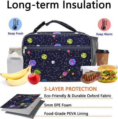 GYEUKHAM Insulated Lunch Box for School, Thermal Reusable Durable Freezable Lunch Bags for Kids Boys Girls Men Women - Small Soft Cooler Portable Lunch Tote Kit for Work Picnic Travel,Black