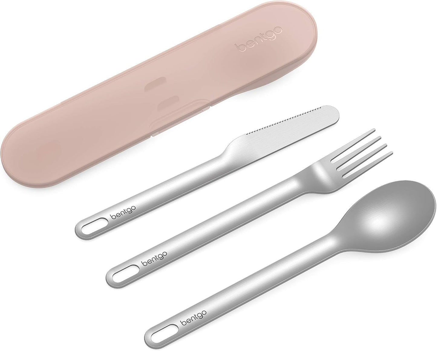Bentgo Stainless Travel Utensil Set - Reusable 3-Piece Silverware Set with Carrying Case, High-Grade Premium Steel, BPA-Free Case, Eco-Friendly - Ideal for Travel, Camping, and Office Use (Gray)