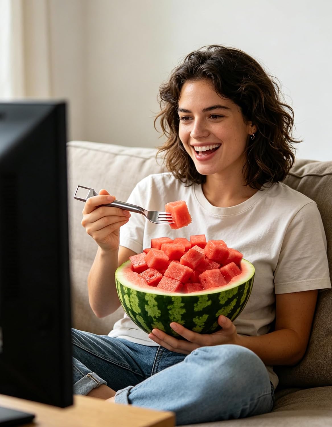 Watermelon Slicer Fork, Fruit Cutter for Bite-Sized Pieces