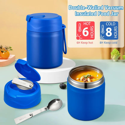 Bento Lunch Box for Kids with 17oz Soup Thermo,Insulated Tumbler Water Bottle and Insulated Lunch Bag,Leak-Proof 3 Compartment Lunch Food Container with Ice Pack for Kids to School-Horse