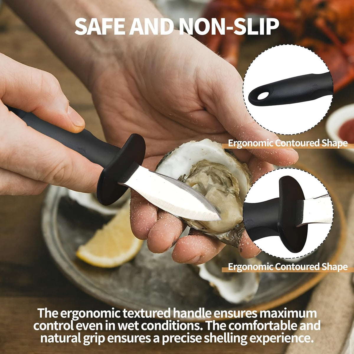 Oyster Knife Shucker Oyster Shucking Tool Perfect for Opening Clams, Mussels, Scallops, Shellfish Ideal for Home Kitchens, Raw Bars & Chefs