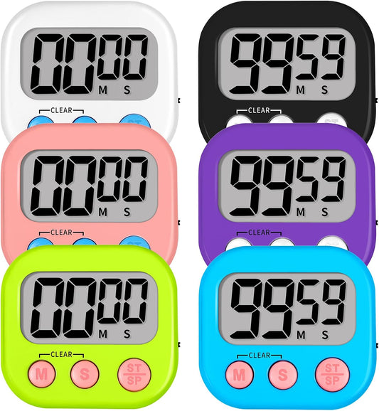 Lasubst Digital Kitchen Timers, Classroom Timers for Kids Teachers, 6 Color