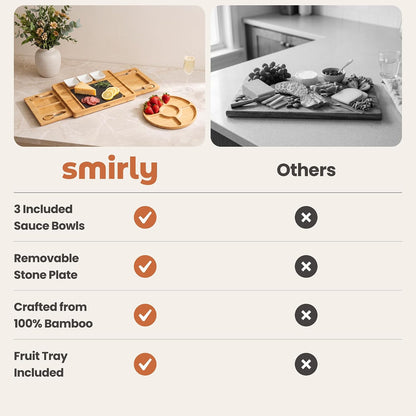 SMIRLY Charcuterie Boards Set - Large Bamboo Cheese Board Set - House Warming Gifts New Home, Wedding Gift for Couple, Bridal Shower Gift, Birthday Gifts for Women