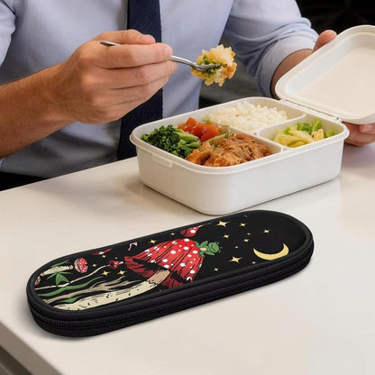 Travel Cutlery Set with Case for Kids Portable Utensil Case Reusable Silverware Pouch for School Travel Lunch Capybara Flower
