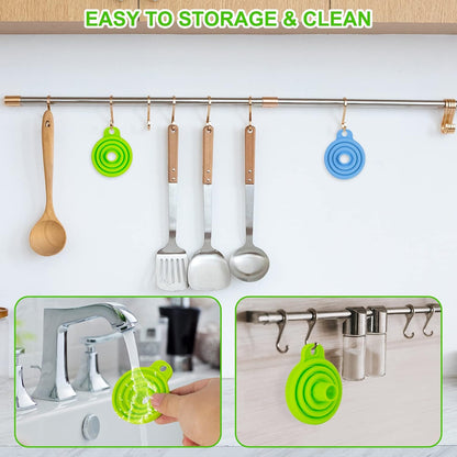 Kitchen Funnel Set, Collapsible Silicone Funnel for Filling Bottles, Beverage, Lab, Oil, Paint - Kitchen Gadgets Accessories Multicolor