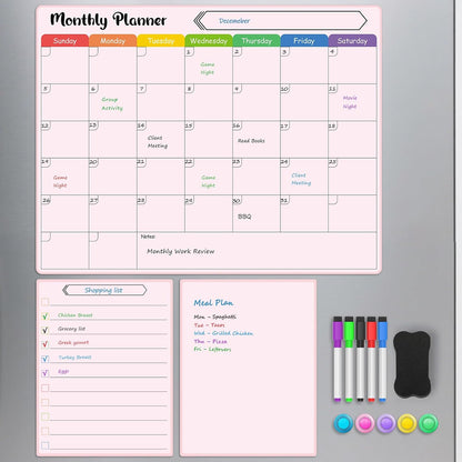 MaxGear 4 Pack Magnetic Fridge Calendar Set, 15" x 11.5" Dry Erase Whiteboard Calendar for Refrigerator, Includes Monthly, Weekly, List and Small Board with 5 Markers, 1 Eraser and 5 Magnets