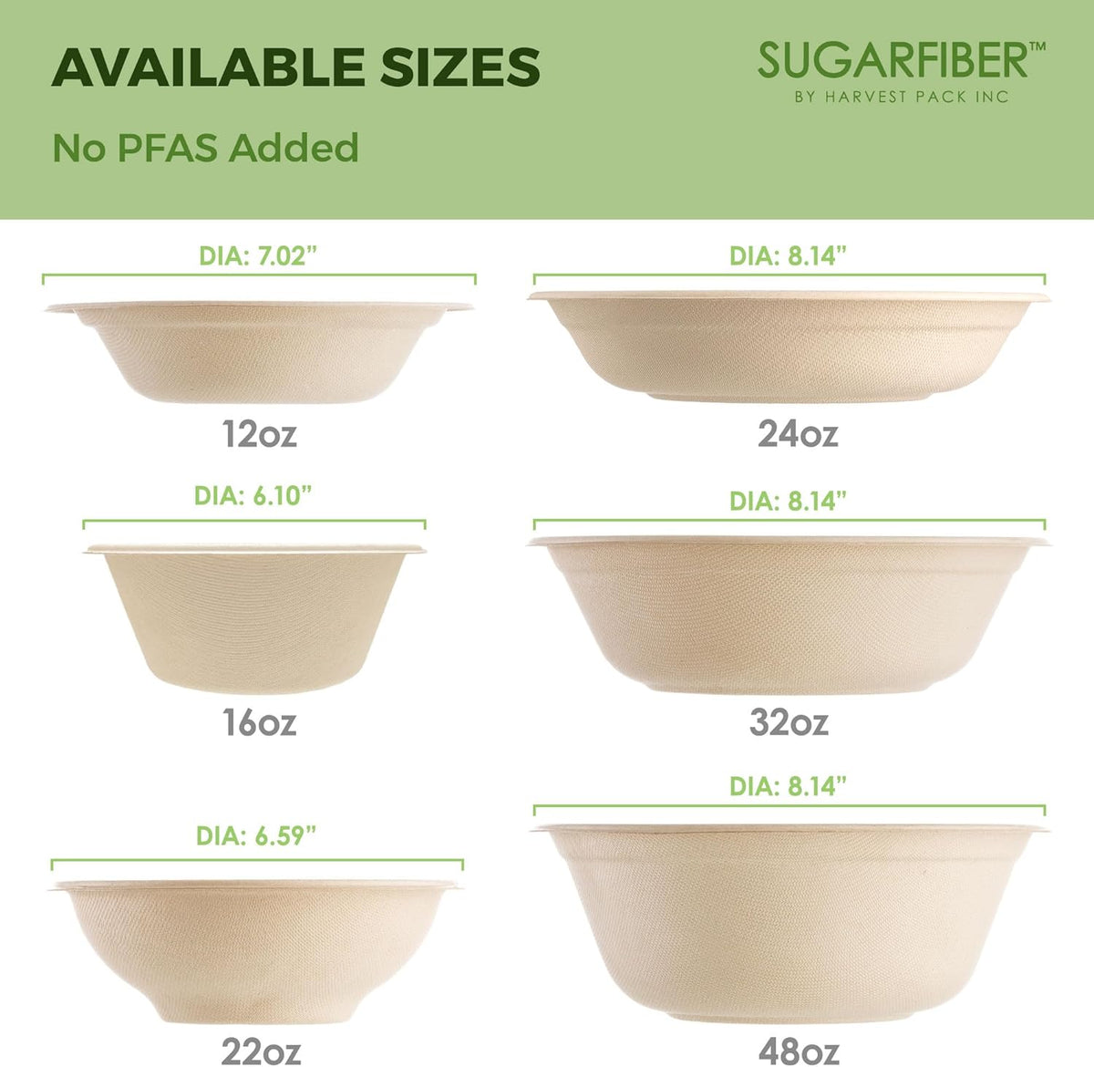 32oz Compostable Paper Bowls Disposable Round Natural Soup Bowls, 50 Count