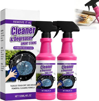 Cleaner&Degrcaser Smoky Stains,Fast-Acting Grill Cleaner Spray,120ml Fast Acting Grill Degreaser Spray for Outdoor Grills,Heavy Duty BBQ Degreaser for Burnt Food & Stubborn Grease. (1)